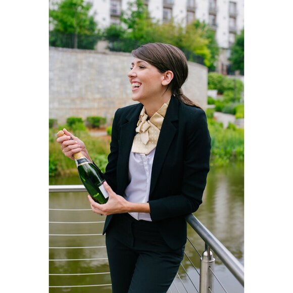 Formal Unisex Ascot - Wedding Ascot - Tuxedo Tie - Champagne Colored Tie - Picture 2 of 7